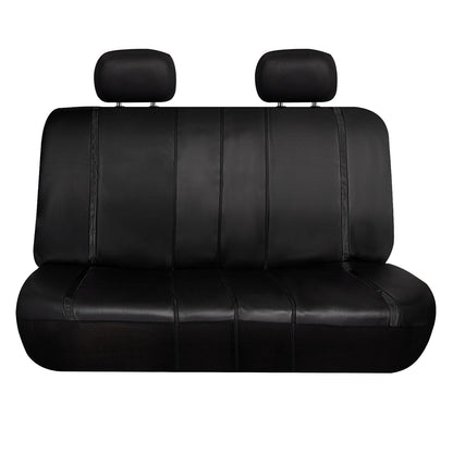 FH Group Juego Completo de Fundas de Asiento de Piel Sintética Universal PU013BLACK115-AVC, Negro
