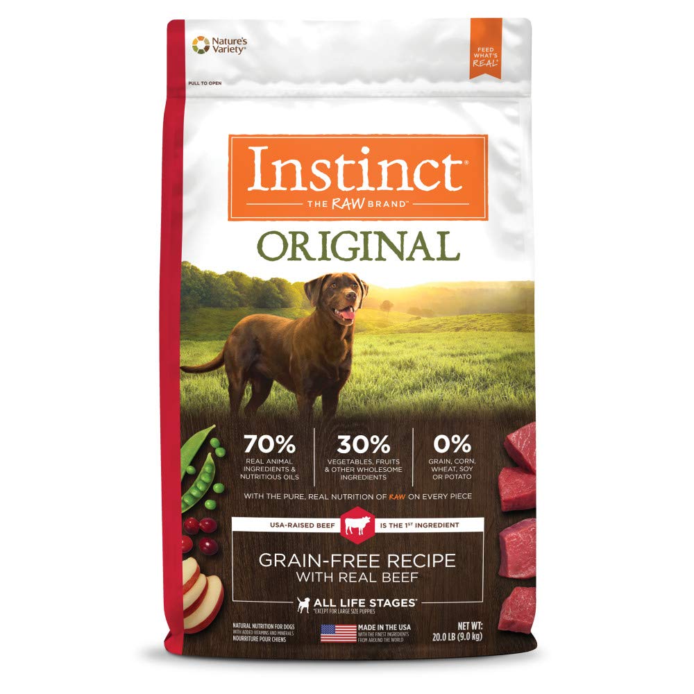 Instinct Original para Perro | Alimento Premium Sabor Res | Receta Sin Cereales 20 lb (9kg)