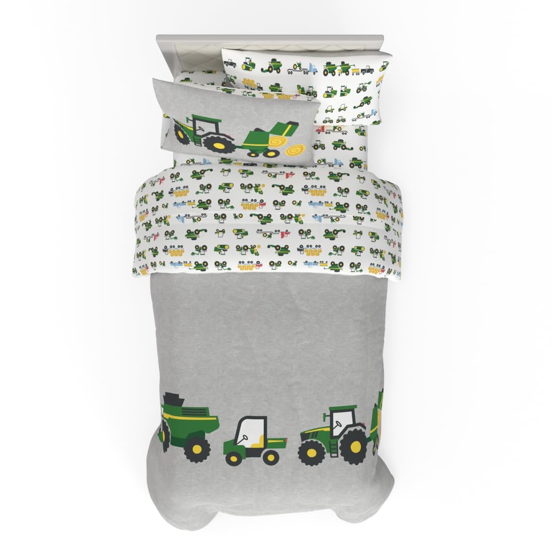 Franco Garfield Juego de Ropa de Cama Reversible, 5 Piezas - 5 Piece Full Size - Verde - John Deere