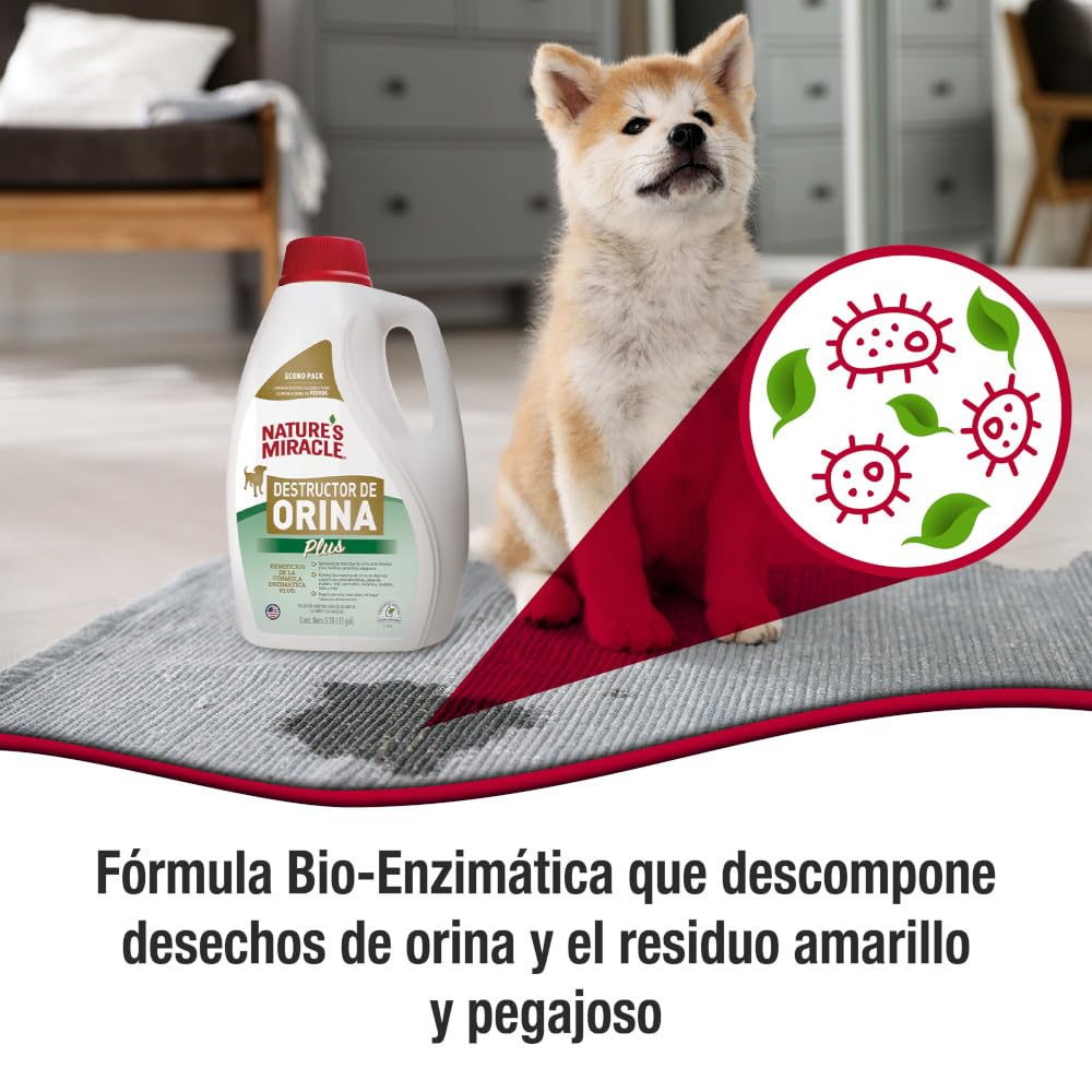 Nature's Miracle - Urine Destroyer Plus for Dogs, Pour, For Severe Dog Urine Stains, Enzymatic Formula, 1 Gal/ 128 fl oz