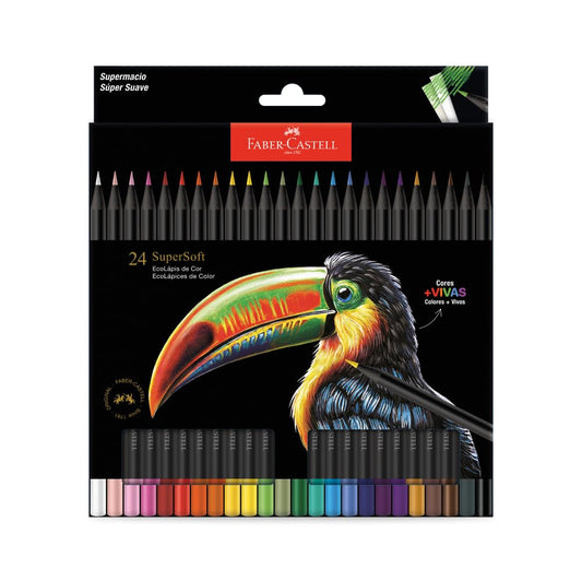 Lapices de Colores Faber-Castell SuperSoft Estuche con 24 Colores