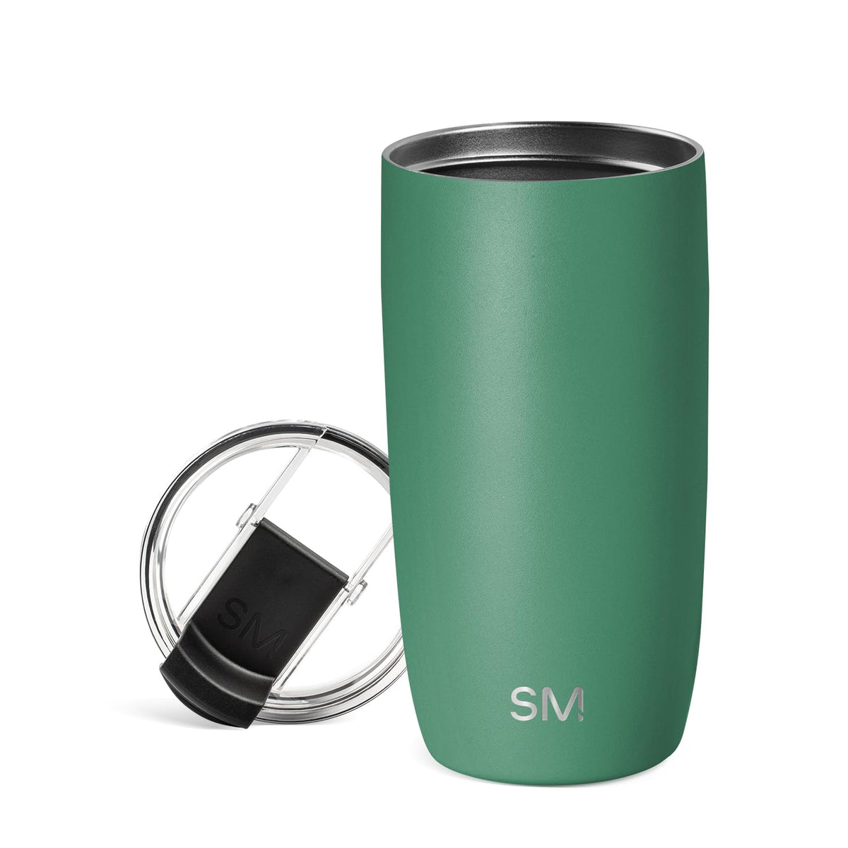 Simple Modern Voyager - Taza de Viaje con Tapa Abatible, Acero Inoxidable, Popotes Incluidos - 470ml - -Basil