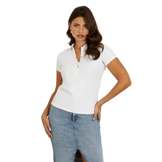 Guess SS Script Logo Liza JSY Polo Guess, Blanco, M