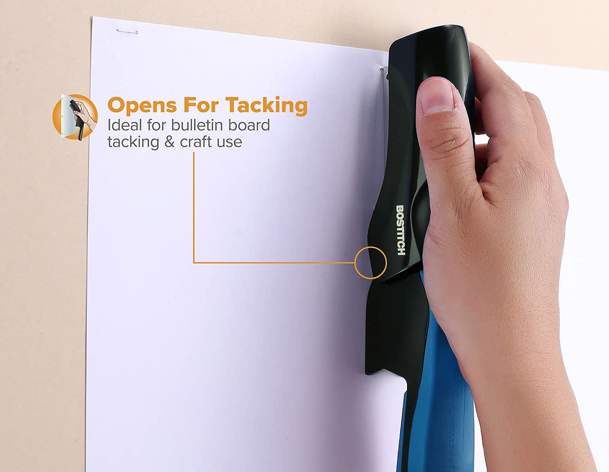 Bostitch - Grapadora de oficina resistente, capacidad de 40 hojas, sin atascos, media tira, cabe en la palma de tu mano, para aula, oficina o computadora, sin elección de color, una por pedido
