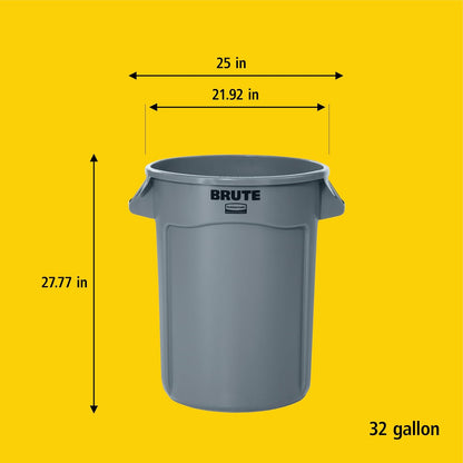 Rubbermaid Commercial Products BRUTE® – Contenedor para Recolección de Residuos con Manijas Ergonómicas, Bote que no se Decolora, Deforma ni Agrieta, Capacidad de 121 L, Rojo FG263200RED