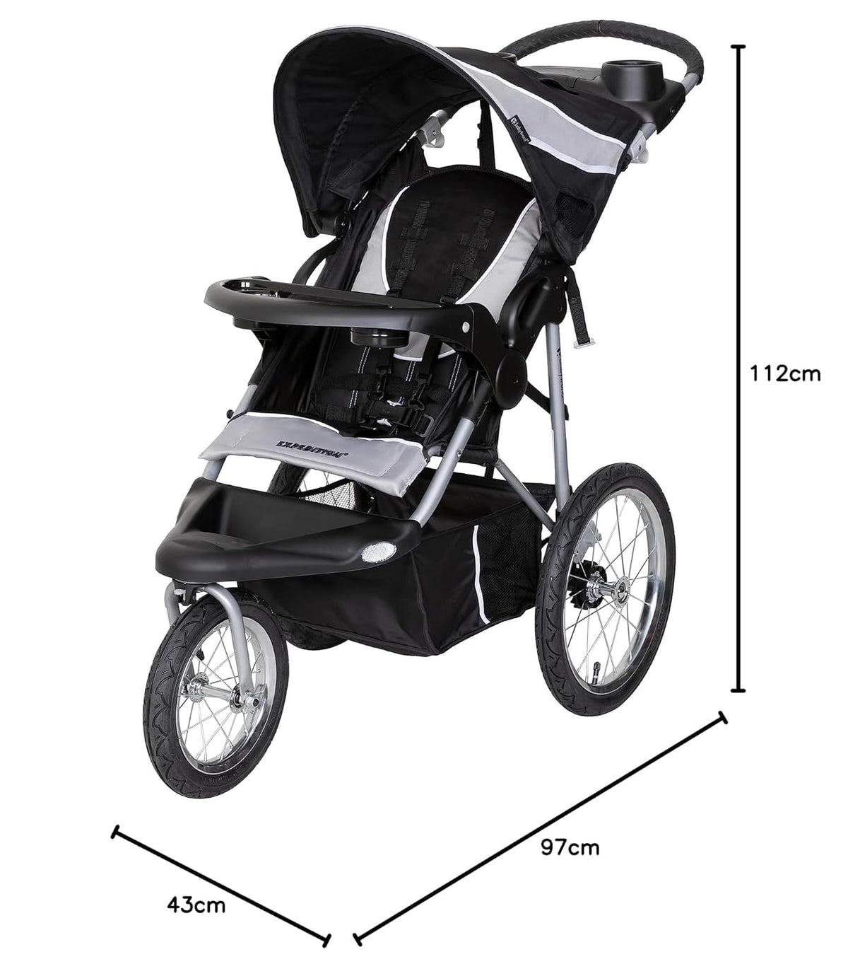 Baby Trend Expedition Jogger Carriola con Llantas para Todo Terreno, Rueda Frontal Giratoria con Seguro, 22.7 kg, Phantom