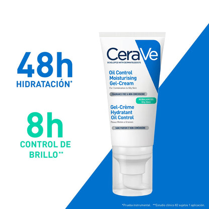 CeraVe Oil Control Gel-Crema Hidratante y Matificante para Piel Grasa 52ml | Hidrata y Controla el Brillo hasta por 8 Horas, con Ácido Hialurónico