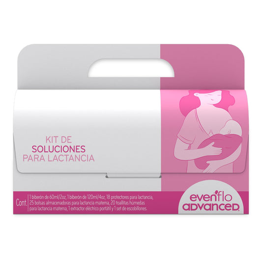 Evenflo Advanced Set de Lactancia con Extractor Eléctrico, Incluye 6 Artículos, Pezoneras, Protectores, Toallitas, Biberón 60ml, Bolsas Almacenadoras de Leche Materna