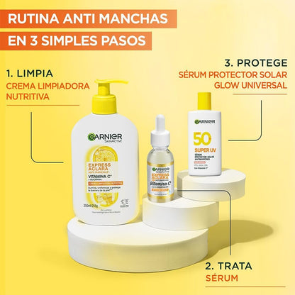 Garnier Super UV Protector Solar Facial Fluido Acabado Luminoso con Textura Invisible y Ligera, 40ml