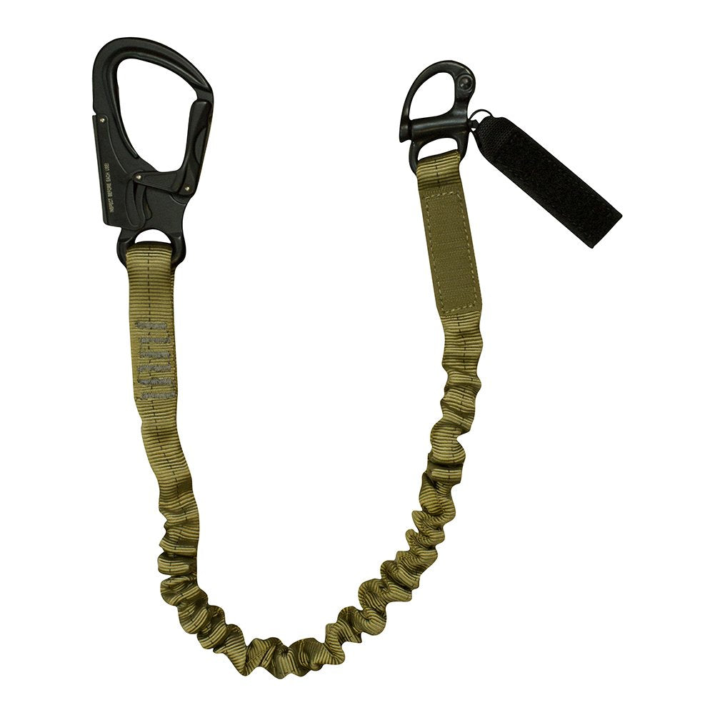 Fusion Climb HELO - Cordón de retención Personal, Gancho a presión y | Correa de nailon de 1 pulgada con elástico interno, gancho a presión de aluminio y grillete de émbolo de óxido negro