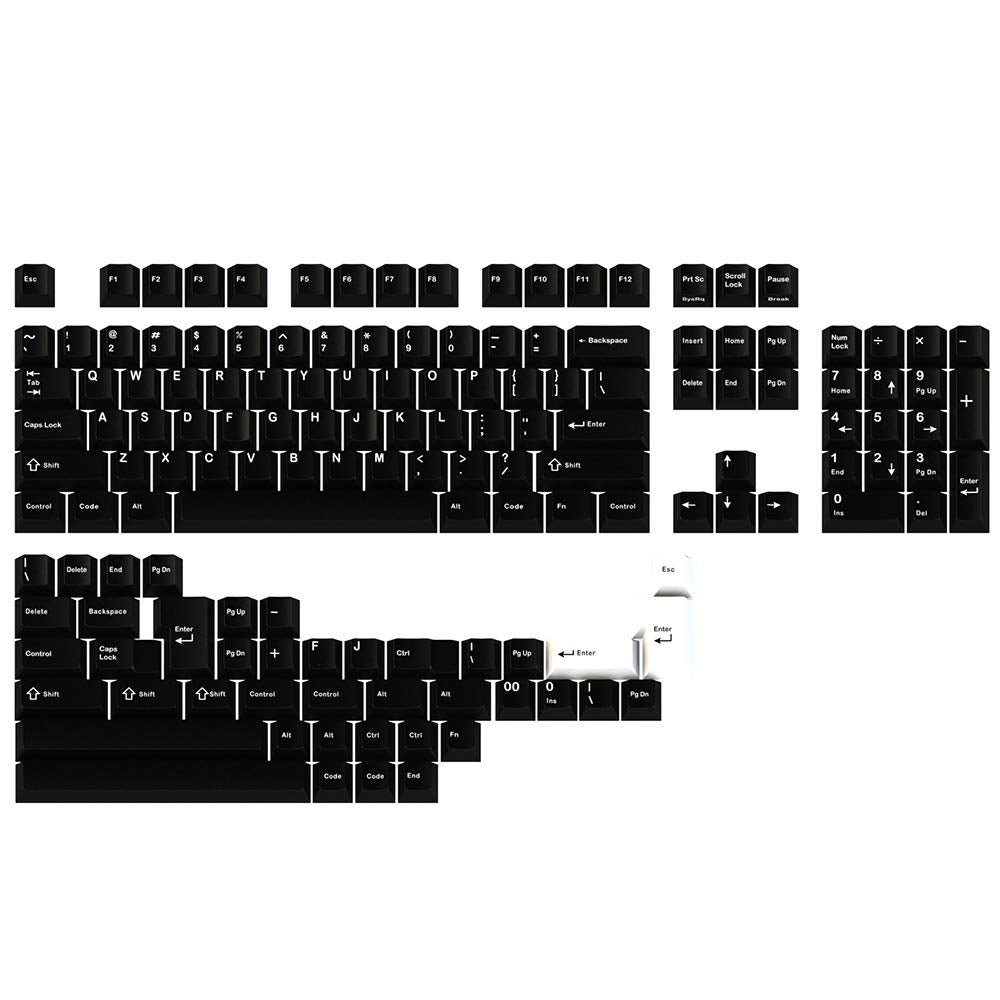 DROP GMK - Juego de teclados mecánicos Personalizados de Color Blanco sobre Negro, 146 Teclas, Arco ABS Doble, Perfil Cereza, para 60%, TKL, 1800 diseños, etc