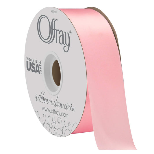 Offray Craft Cinta de satén de Doble Cara, 7/20.3 cm de Ancho por 20-Yard Carrete, Blanco Antiguo, Rosado Claro, 1-1/2 Inch x 50 Yard, 1