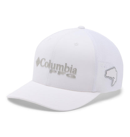 Columbia PFG Logo Mesh Ball Cap Tapa Unisex Adulto - G-XL - Blanco - Bajo