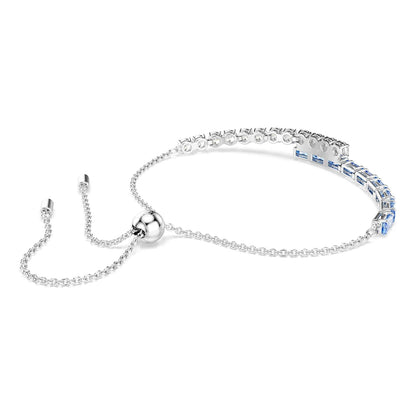 Swarovski Pulsera Matrix, Tallas mixtas, Azul, Baño de rodio
