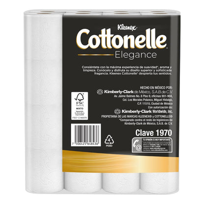 Kleenex Cottonelle Elegance XL, Papel Higiénico Extra Largo, Paquete con 32 Rollos de 228 Hojas Dobles C/U