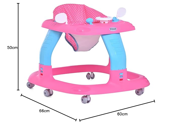 PRINSEL | Andadera y Asiento Acolchonado | Andadera para Bebé | Sonic Girl | Rosa | De 6 a 18 meses, Soporta Hasta 18 kg | Artículos para Bebés