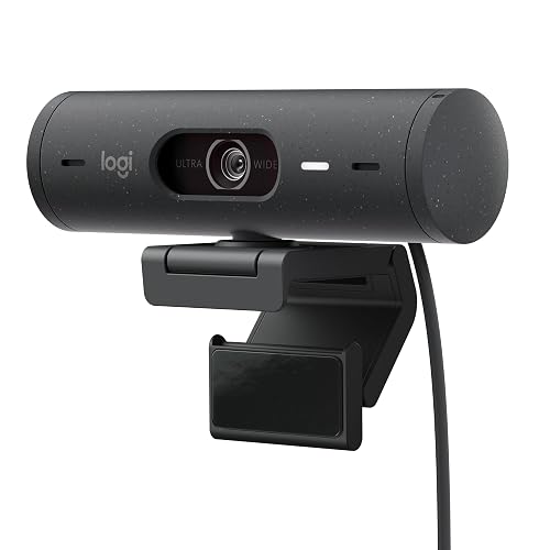 Logitech Brio 500 Webcam 1080p Full HD Autocorrección de Luz, Autoencuadre, Visualización, Mics con Reducción de Ruido, para Microsoft Teams, Google Meet, Zoom - Color Grafito