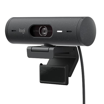 Logitech Brio 500 Webcam 1080p Full HD Autocorrección de Luz, Autoencuadre, Visualización, Mics con Reducción de Ruido, para Microsoft Teams, Google Meet, Zoom - Color Grafito