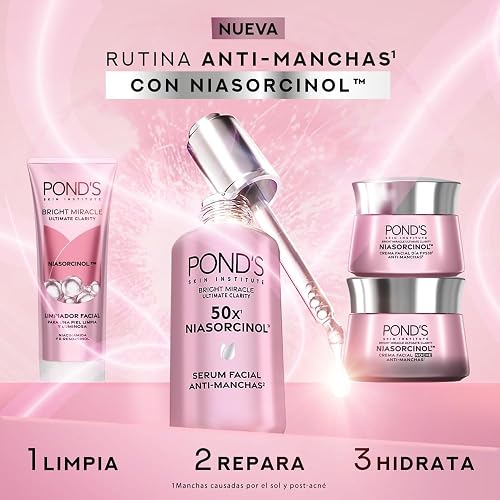 POND'S Crema Facial Antimanchas* Día Bright Miracle Ultimate Clarity con Niasorcinol y FPS 30**, uso de día para una piel luminosa y tono uniforme 50 g