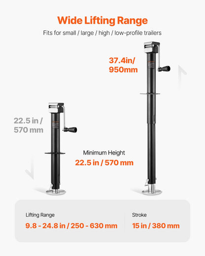 VEVOR Gato hidráulico para Remolque con Estructura en A, Capacidad de 5000 LB, Soporte con asa y Base Rectangular, Recorrido Vertical 15 Pulgadas, para autocaravanas, remolques para Caballos