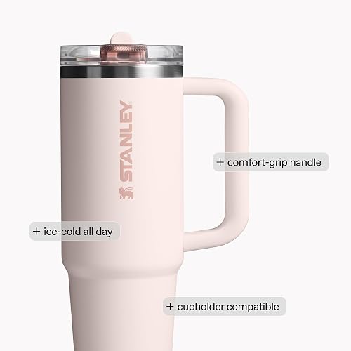 Stanley Quencher ProTour - Vaso con popote abatible con Tapa a Prueba de Fugas, 30 onzas, popote y Mango Integrados, Soporte para Vasos Compatible para Viajes, Taza de Acero Inoxidable aislada, sin
