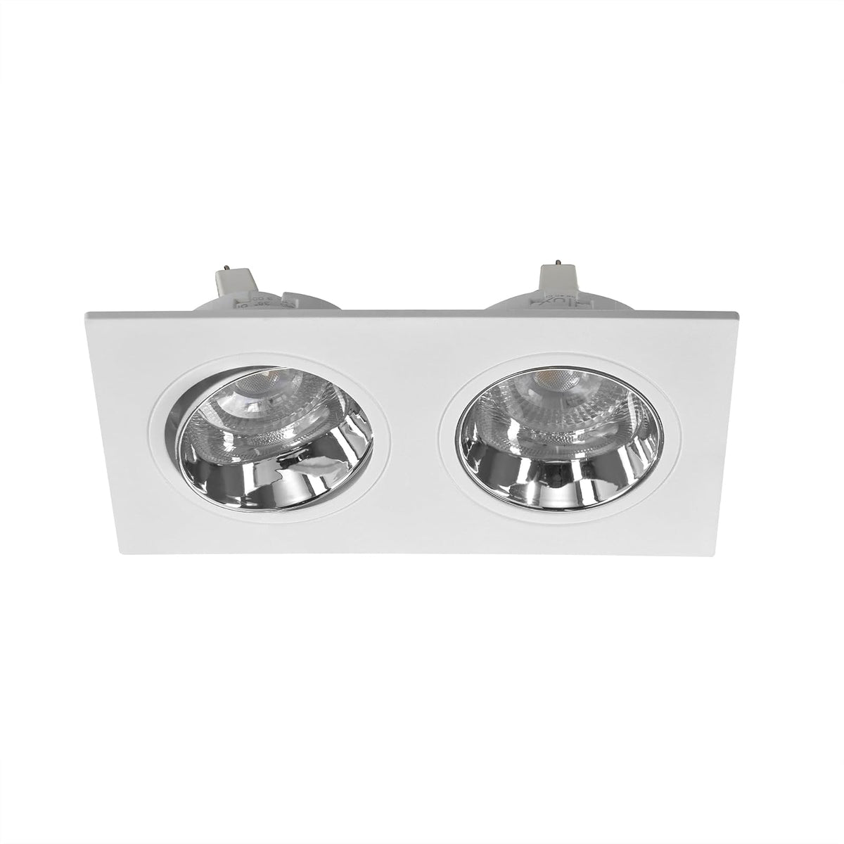 ILLUX Lámpara Downlight Cuadrada 2 Spots GU5.3 LED 9W Neutra 4000K Blanco Cromo TL-2913.BCRKT40
