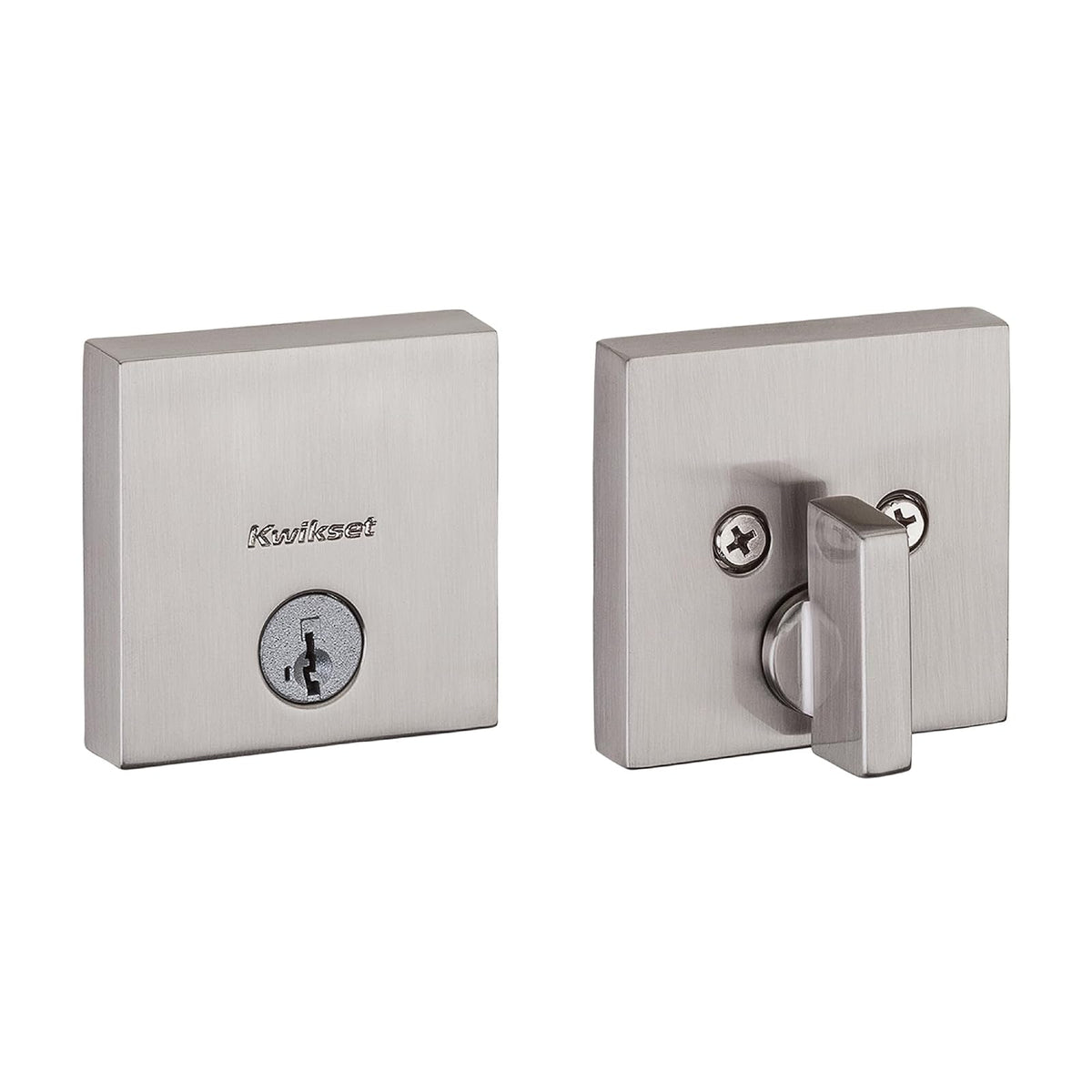 Kwikset Cerrojo de Seguridad SmartKey, Cilindro Sencillo, Varios Acabados - 0.5" x 2.63" x 2.63" - Níquel Satinado