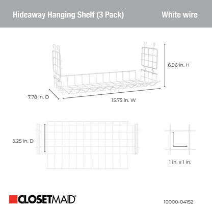 ClosetMaid Hideaway - Estante Colgante de Alambre para armarios, despensas, lavaderos (Paquete de 3)