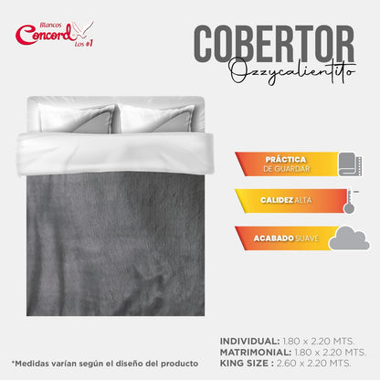 Colchas Concord Argos Cobertor de Borrega, Gris, King 1.80 X 2.20 Mts.