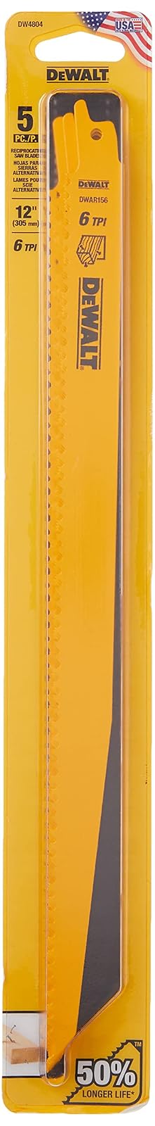 DEWALT Hojas de sierra de sable para corte de madera de 12 pulgadas (305 mm) paquete de 5 unidades (DW4804)