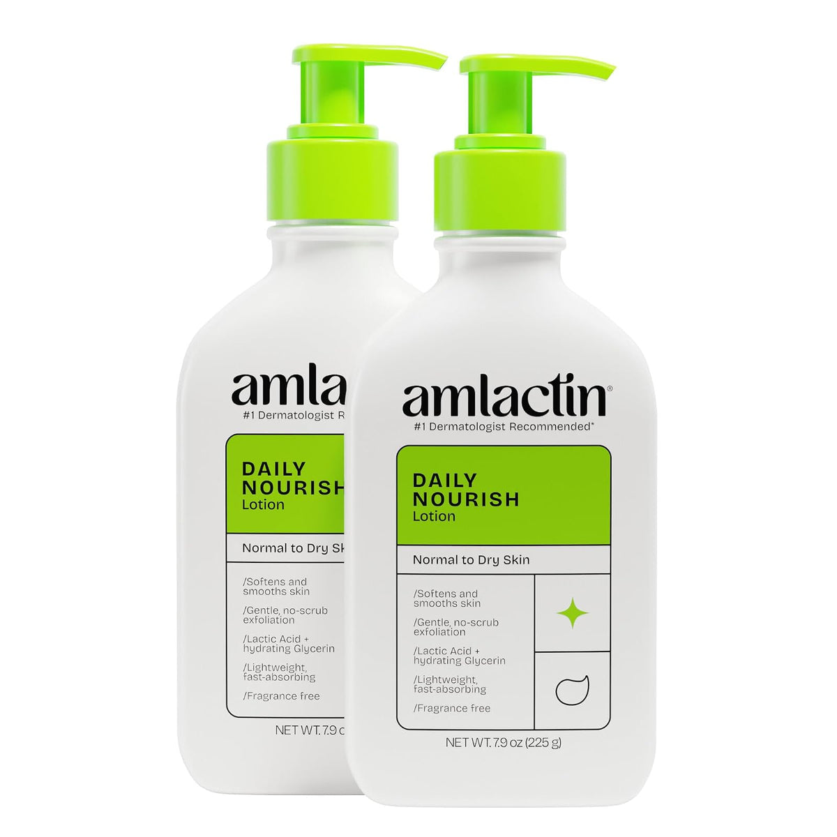 AmLactin Loción Corporal Hidratante con Ácido Láctico al 12% - 225 g (Paquete de 2)