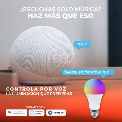 Tecnolite Connect - Pack 1 Foco A19 RGB Inteligente WiFi LED 8 W Base E27, Luz RGB + 1 Bombilla Inteligente Atenuable Compatible con Alexa, Google Assistant, Siri y App Móvil. Iluminación Interior