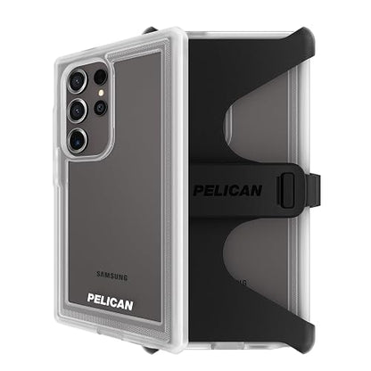 Pelican Voyager - Funda con Clip para cinturón para Samsung Galaxy S24 Ultra Compatible con Carga inalámbrica, con protección contra caídas de Grado Militar de 18 pies - Transparente
