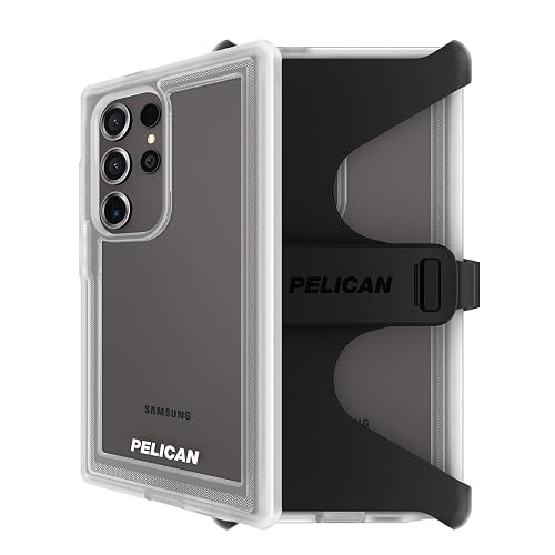 Pelican Voyager - Funda con Clip para cinturón para Samsung Galaxy S24 Ultra Compatible con Carga inalámbrica, con protección contra caídas de Grado Militar de 18 pies - Transparente