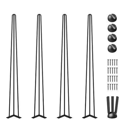 VEVOR Patas para Mesas de Acero al Carbono, Conjunto de Patas de Mesa de Altura de Pata 86,3 cm, Patas para Muebles con 4 Pies de Goma, Patas Mesa con Capacidad de Carga 100 kg para Mesas Auxiliares