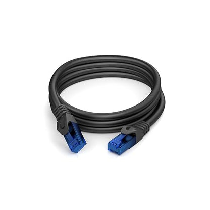 KabelDirekt – Cable Ethernet 10Gbit/s – 5x 9ft/3m, negro | Transmite la velocidad máxima de fibra óptica, para redes Gigabit, switches/routers/modems, negro/azul