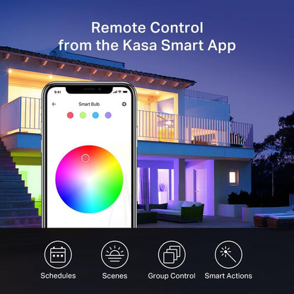 Kasa Smart - Bombillas WiFi inteligentes regulables que cambian a todo color y funcionan con Alexa y Google Home, A19, 9 W, 800 lúmenes, solo 2,4 GHz, no requiere hub, paquete de 2 (KL125P2), multicolor