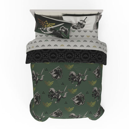 Franco Garfield Juego de Ropa de Cama Reversible, 5 Piezas - 7 Piece Full Size - Verde - Leyenda de Zelda