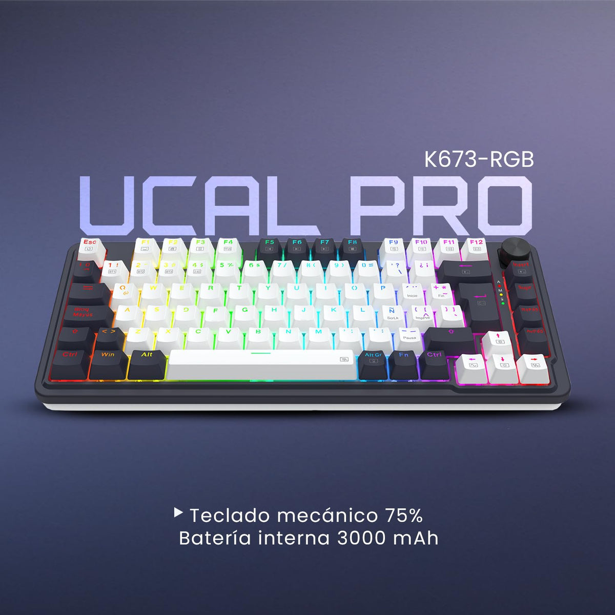 Redragon Teclado Gamer Ucal K673 WB, Triple Conexión, (Español)
