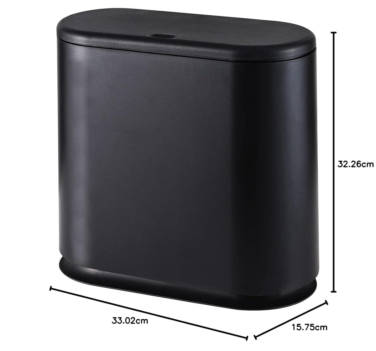 Cq acrylic 12 Liter Rectangular Plastic Trash Can Wastebasket with Press Type Lid,3.17 Gallon Dog Proof Garbage Container Bin for Bathroom,Powder Room,Bedroom,Kitchen,Craft Room,Office (Black)