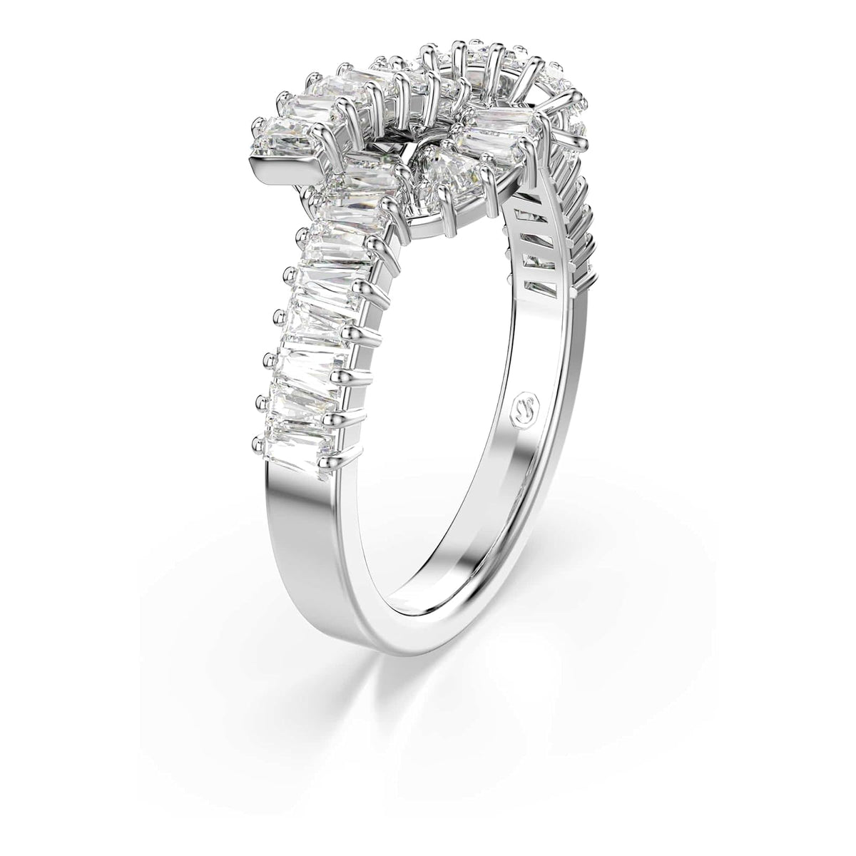 Swarovski Matrix Kollektion Ring, Baguetteschliff, Knoten, Weiß, Rhodiniert