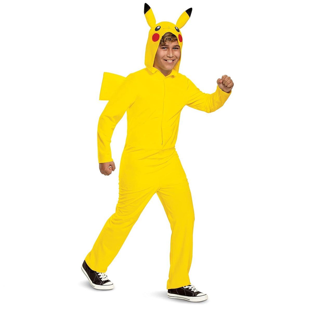 Disfraz de Pikachu para niños, disfraz oficial de Pokémon con capucha, talla extragrande (14-16)