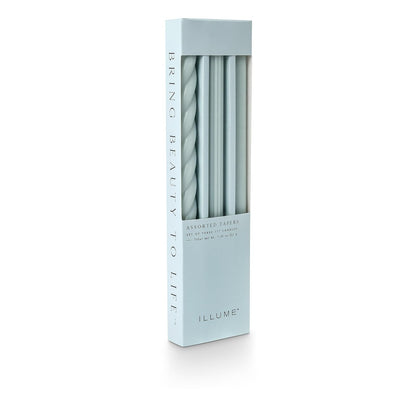 Illume Set de 3 Velas Cónicas sin Perfume, Verde Salvia - Azul Polvo