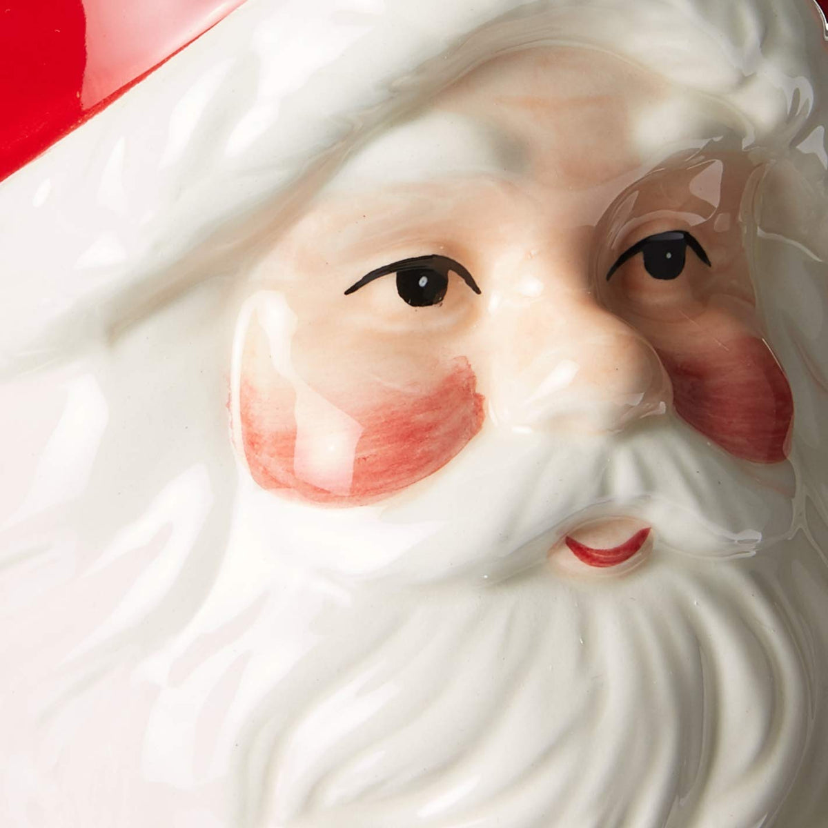 Juego de 4 tazas de cerámica de Navidad, diseño clásico de Papá Noel, color rojo y blanco, tamaño mediano, 14 x 9,9 x 10,4 cm