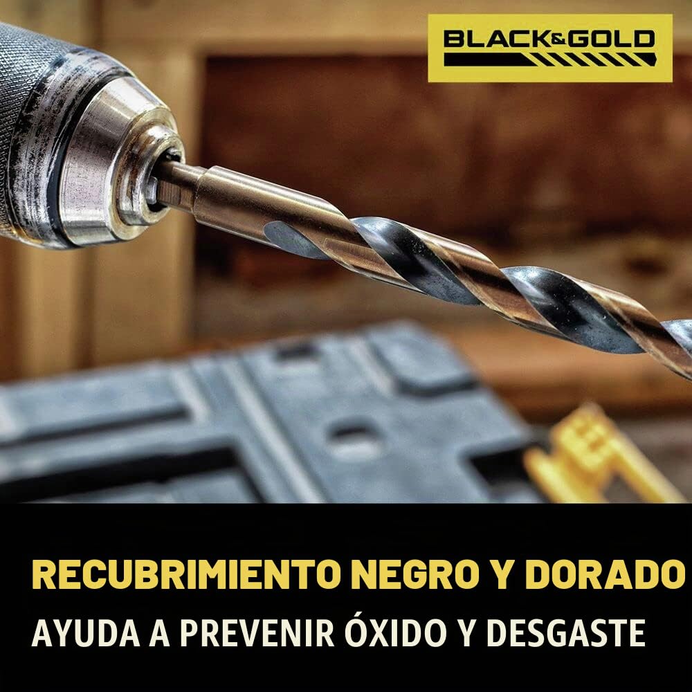 DEWALT - Juego de 21 Brocas, Punta de División de 135 Grados, Hélice de 31 Grados, Revestimiento de Óxido Negro, para Madera, Metal y Plástico (DWA1181)