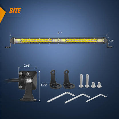 Nilight - Barra LED Delgada de 21 Pulgadas, 52 LEDs de Una Sola Fila, Combo de Inundación, Luz de Conducción y Trabajo, Lámpara de Parachoques de Techo, Todoterreno para Camiones