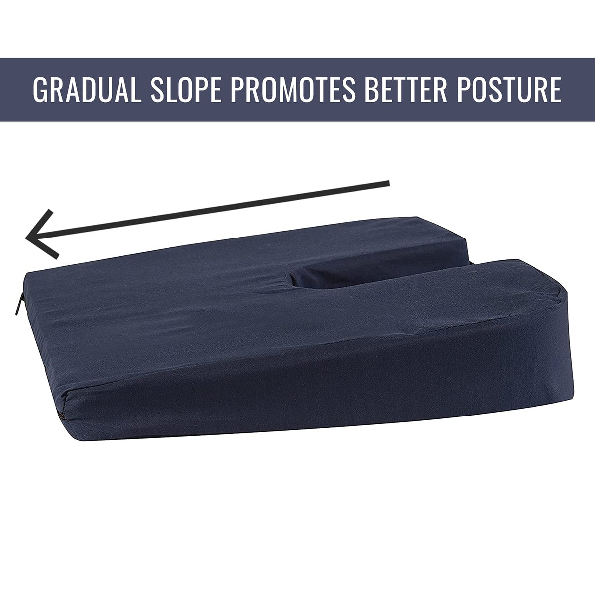 Duro-Med Foam Seat Cushion for Coccyx Support and Better Posture, Navy
