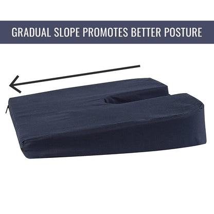 Duro-Med Foam Seat Cushion for Coccyx Support and Better Posture, Navy