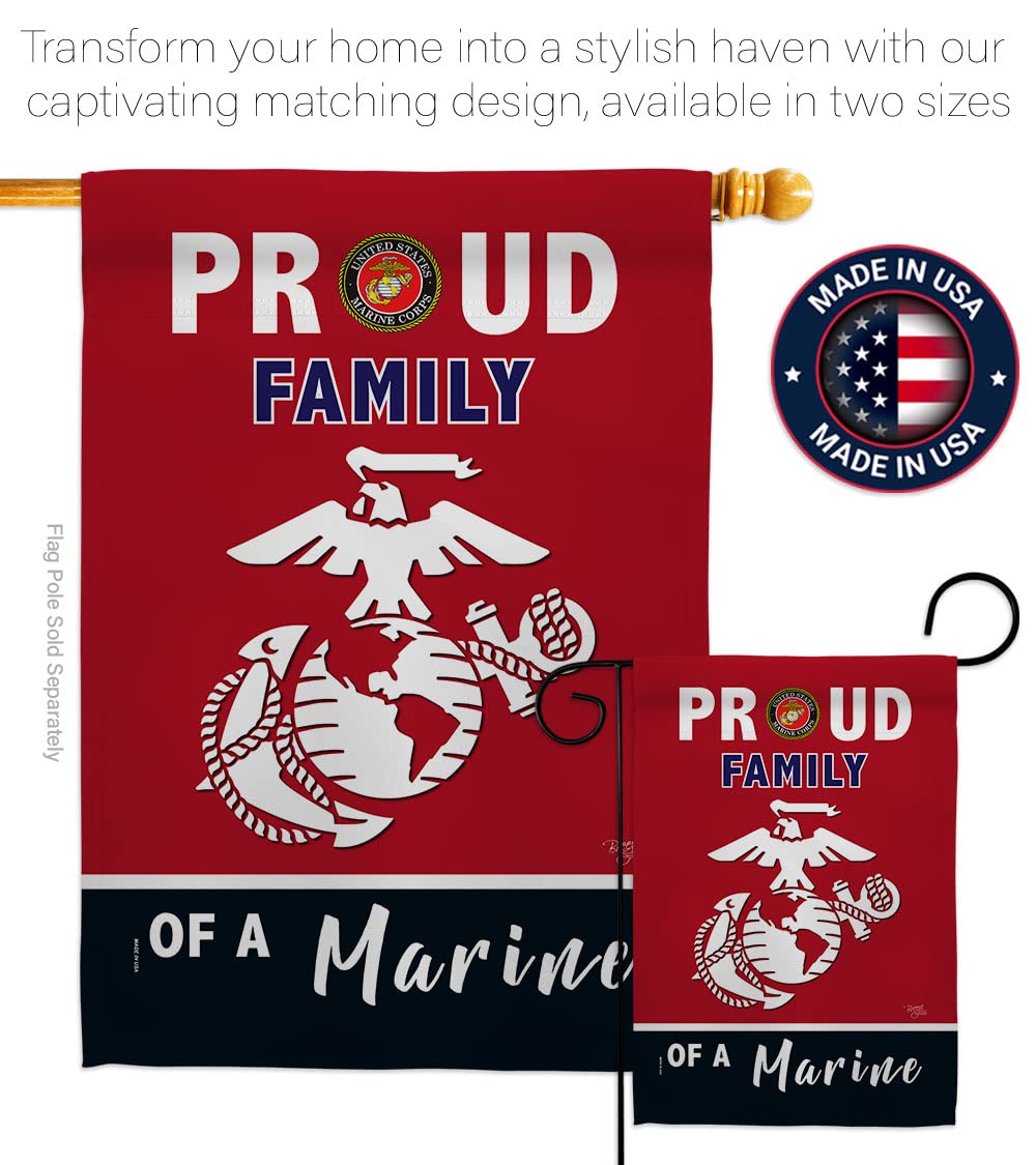 Breeze Decor Bandera de jardín de la familia orgullosa de las Fuerzas Armadas del Cuerpo de Marines USMC Semper Fi de los Estados Unidos de América, Militar de veteranos de jubilación oficial para la casa de jubilación, regalo de doble cara, fabricado en 