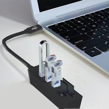 ELG Adaptador HUB USB 5 en 1 con 3 Puertos USB-A, 1 Lector de Tarjetas Mini SD y 1 Lector de Tarjetas Micro SD, Fabricado en ABS de Alta Resistencia, Color Negro, HUB51SD-V2